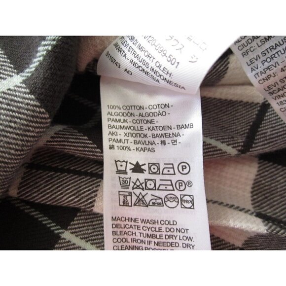 New Men Levis Silver Tab Metal Button Long Sleeve Plaid Cotton Shirt Sz XL(NW86) - Picture 8 of 9